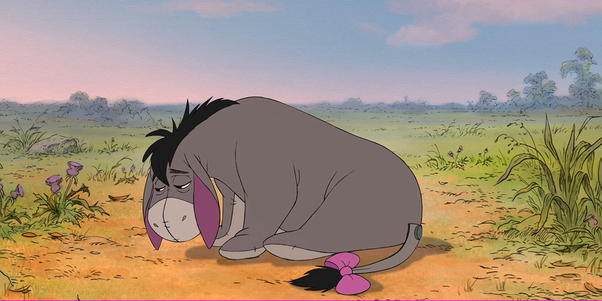 A picture of Eeyore from Winnie the Pooh. He looks as sad as I feel.