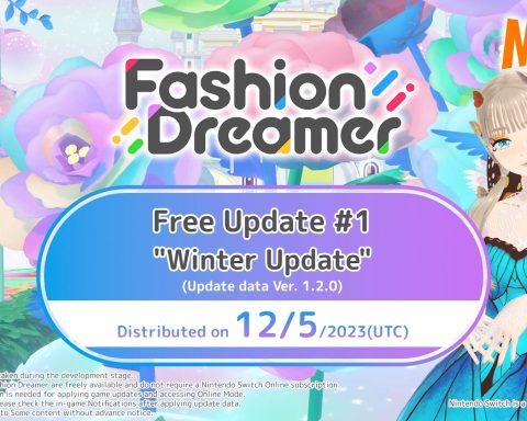 A graphic advertising Fashion Dreamer's Free Update #1 (update data ver. 1.2.0, distributing on December 5, 2023.