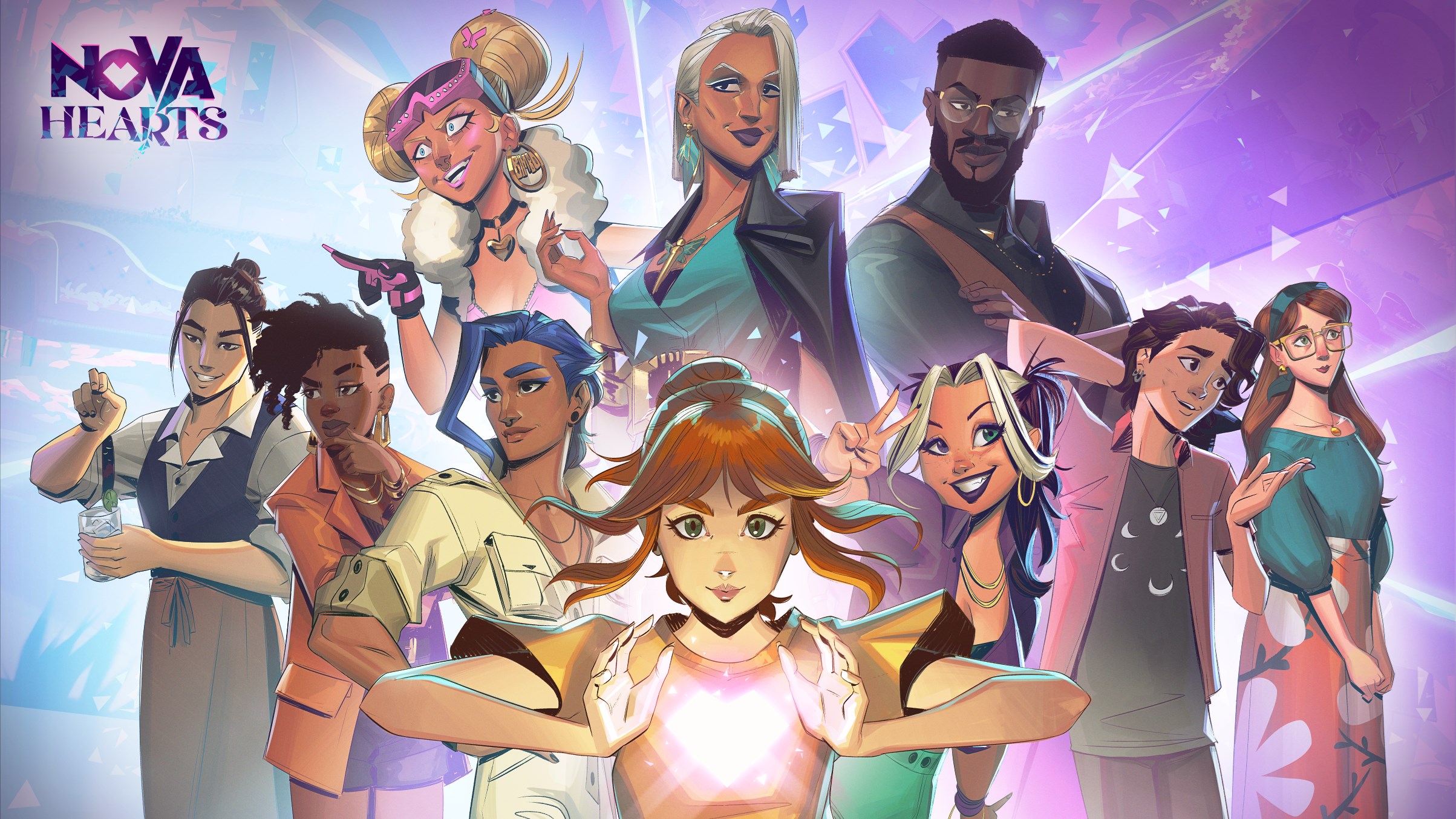 The key art for Nova Hearts.