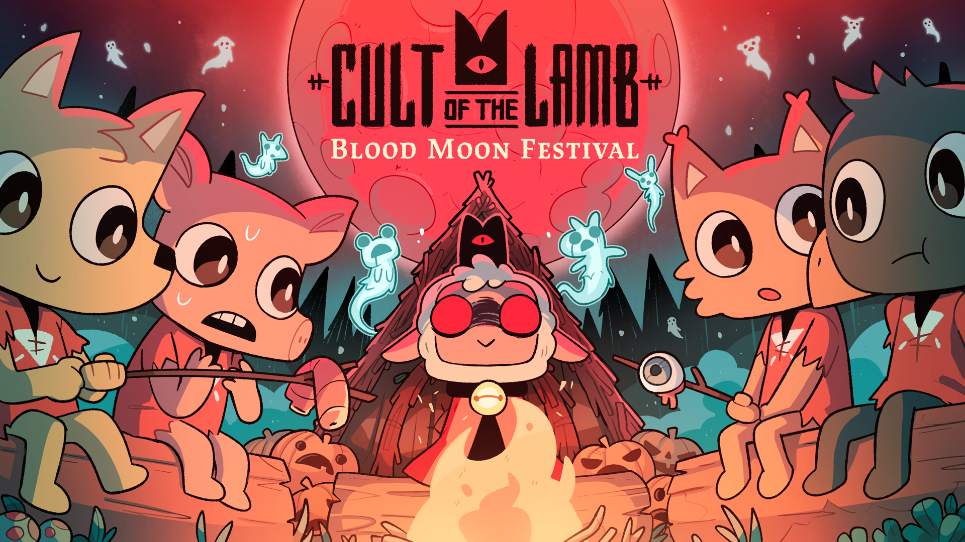 The key art for Cult of the Lamb's Blood Moon Festival.